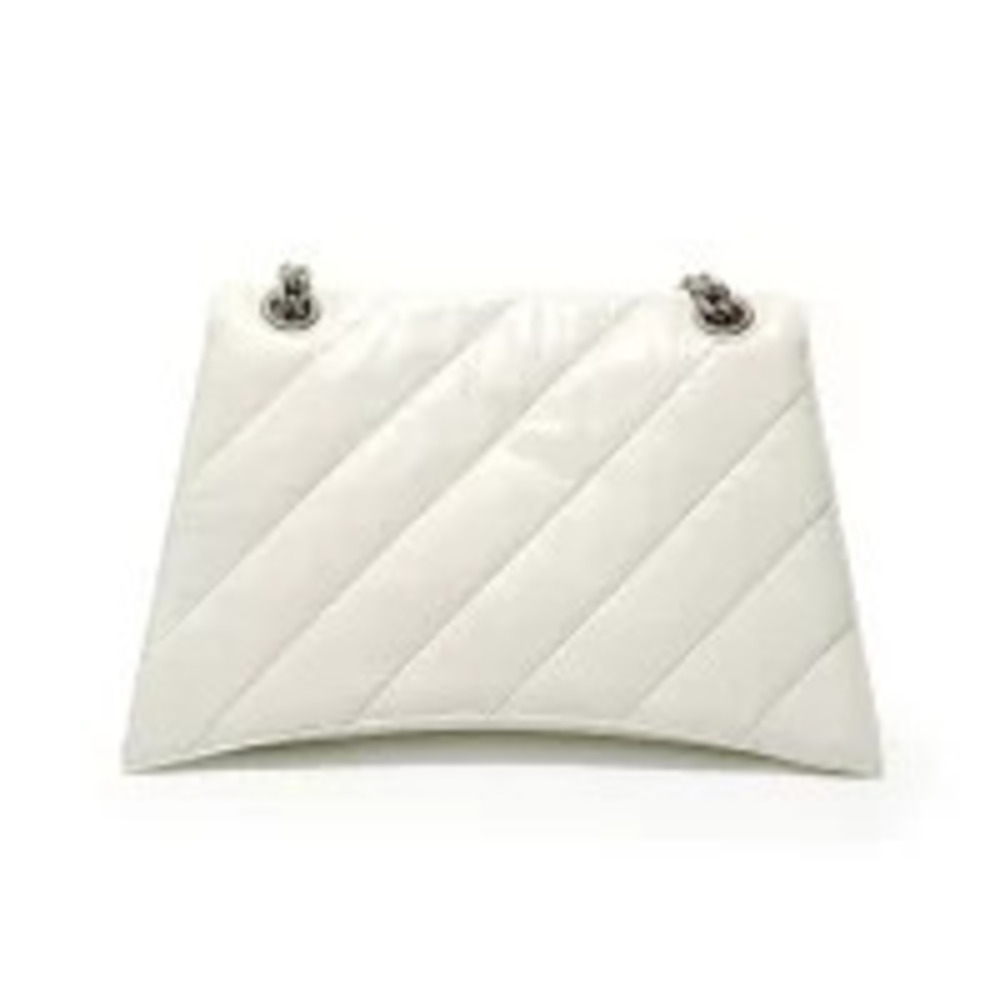 Balenciaga Crushed Leather Shoulder Bag White